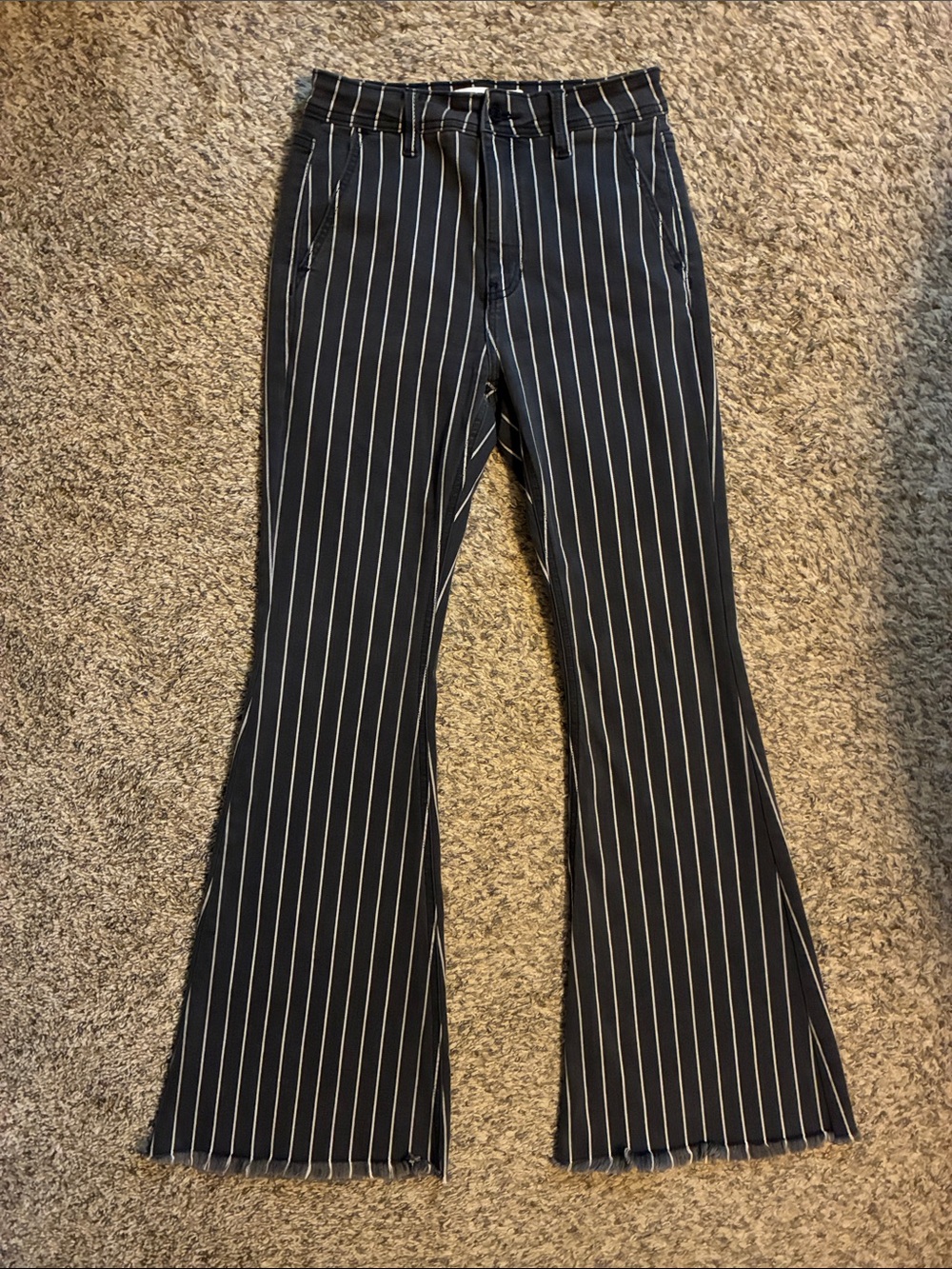 Kancan Lura High Rise Flare jeans in gray with pinstripes  -size 25